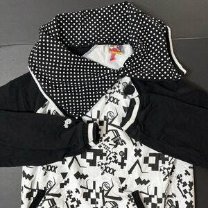 Akademiks Pullover Cowl Neck Button Women's M Black White Preppy Whimsigoth